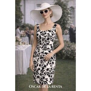 Oscar de la Renta Printed Knee-Length Dress Size: M | US 6